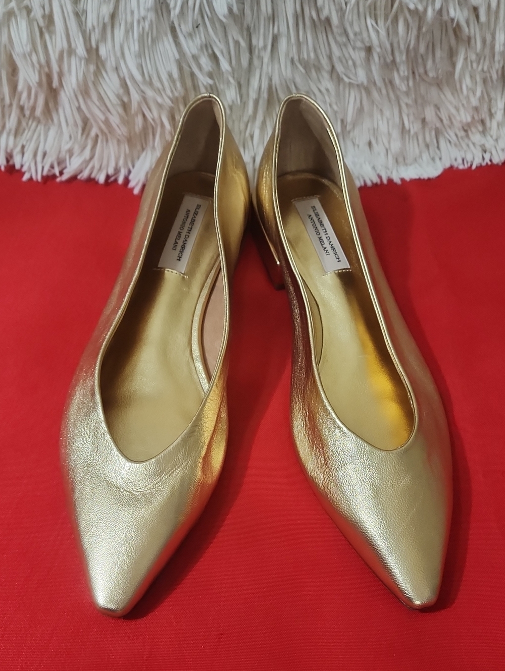 ANTONIO MELANI Gold Pointed-Toe Pumps